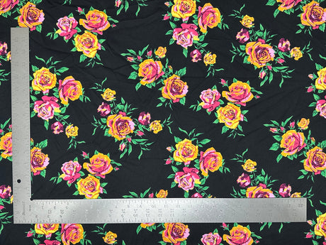 1 Yard Techno Crepe Knit Floral Print Fabric Soft Stretch 60 Inch Width