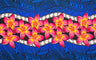 Plumeria Zig Zag Middle Border Polyester Fabric - Polynesian Tattoo Background, Plumeria Flower Zig Zag Middle Border, 70" L X 44 1/2" W (1 Sarong)
