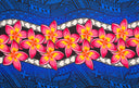 Polyester Sarong Plumeria Zig Zag Border