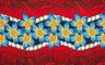 Plumeria Zig Zag Middle Border Polyester Fabric - Polynesian Tattoo Background, Plumeria Flower Zig Zag Middle Border, 70" L X 44 1/2" W (1 Sarong)