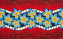 Polyester Sarong Plumeria Zig Zag Border