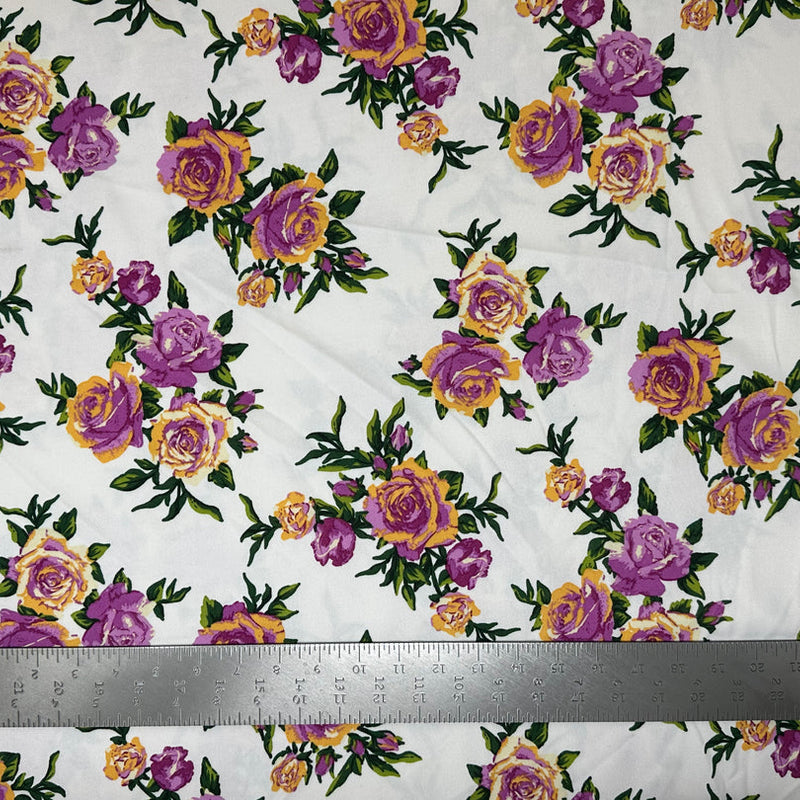 1 Yard Techno Crepe Knit Floral Print Fabric Soft Stretch 60 Inch Width