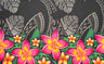 Tribal Tattoo Monstera Leaves With Plumerias Polyester Fabric - Charcoal, Hunter Green, Wine, Violet Blue, 72" L X 45" W (1 Piece)