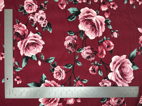 1 Yard Techno Crepe Knit Floral Pattern Fabric Soft Stretch Polyester 60 Inch Width