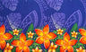 Tribal Tattoo Monstera Leaves W/ Plumerias Polyester Fabric - Charcoal, Hunter Green, Wine, Violet Blue, 72" L X 45" W (1 Piece)