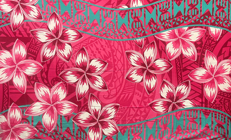 Plumeria Double Border Polyester Fabric - Double Border, 70" L x 44 1/2" W (1 Sarong)