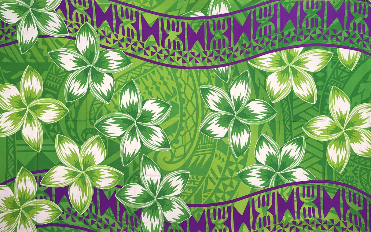 Plumeria Double Border Polyester Fabric - Double Border, 70" L x 44 1/2" W (1 Sarong)