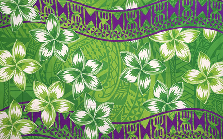 Plumeria Double Border Polyester Fabric - Double Border, 70" L x 44 1/2" W (1 Sarong)