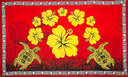 Tropical Arch Sarong Polyester Fabric - Tapa Border, Arch Design With Turtles And Hibiscus, 72" L x 45" W (1 Sarong)