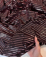 Stretch Mirror Sequin Knit Red Silver