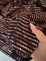 Stretch Mirror Sequin Knit Red Silver