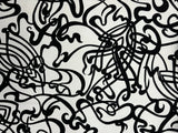 Black And White Abstract Music Print Polyester Spandex Fabric - Black And White Abstract Music Print, 58"/60" Width (1 Yard)