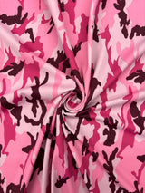 Pink Camouflage Print Polyester Spandex Fabric - Pink Camouflage Print, 58"/60" Width (1 Yard)