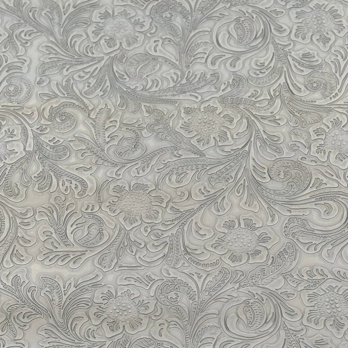 Western Floral PU Faux Leather Vinyl Fabric - Western Floral Pattern, 56" Width (1 Yard)