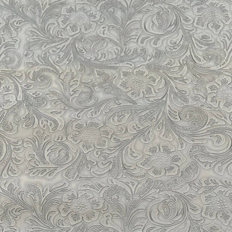 Western Floral PU Faux Leather Vinyl Fabric - Western Floral Pattern, 56" Width (1 Yard)