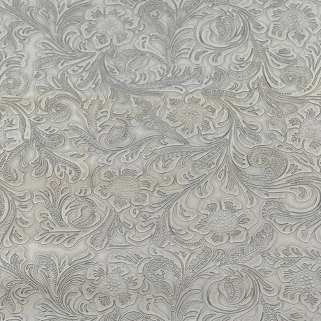 Gray Western Floral Pu Leather Vinyl Fabric,