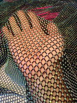 Black Rhinestone Diamond Fishnet Mesh