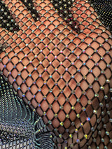 Black Rhinestone Diamond Fishnet Mesh