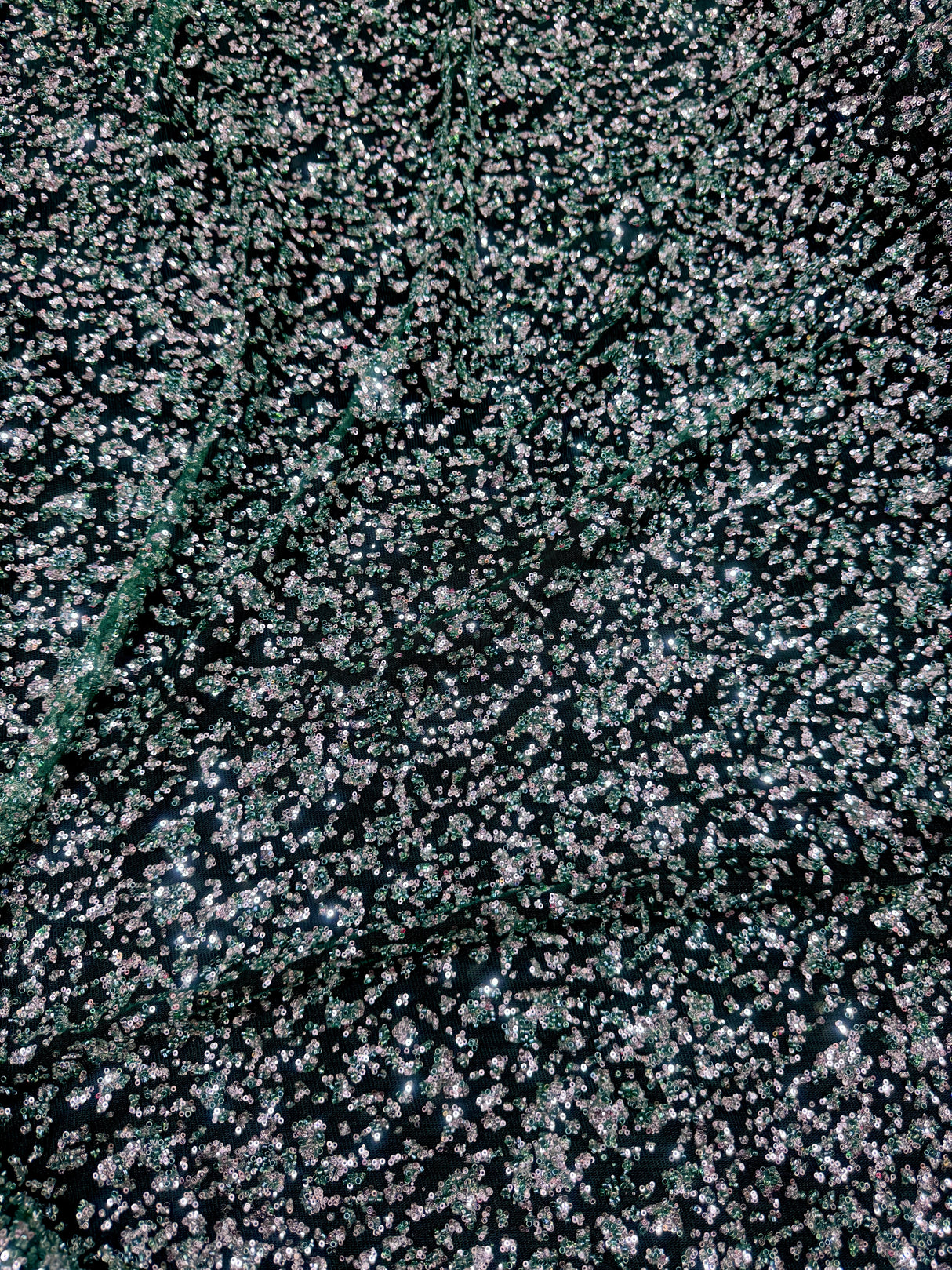 Stretch Beaded Sequin Lace Green-Silver