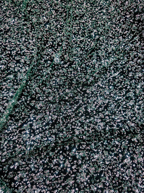 Stretch Beaded Sequin Lace Green-Silver