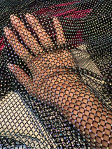 Black Rhinestone Diamond Fishnet Mesh
