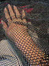Black Rhinestone Diamond Fishnet Mesh