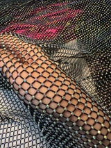 Black Rhinestone Diamond Fishnet Mesh