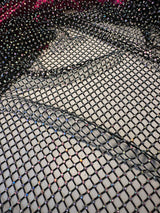 Black Rhinestone Diamond Fishnet Mesh