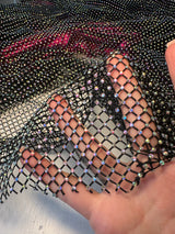 Black Rhinestone Diamond Fishnet Mesh