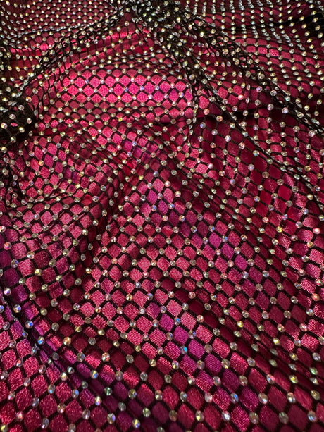 Black Rhinestone Diamond Fishnet Mesh