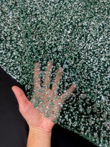 Stretch Beaded Sequin Lace Green-Silver
