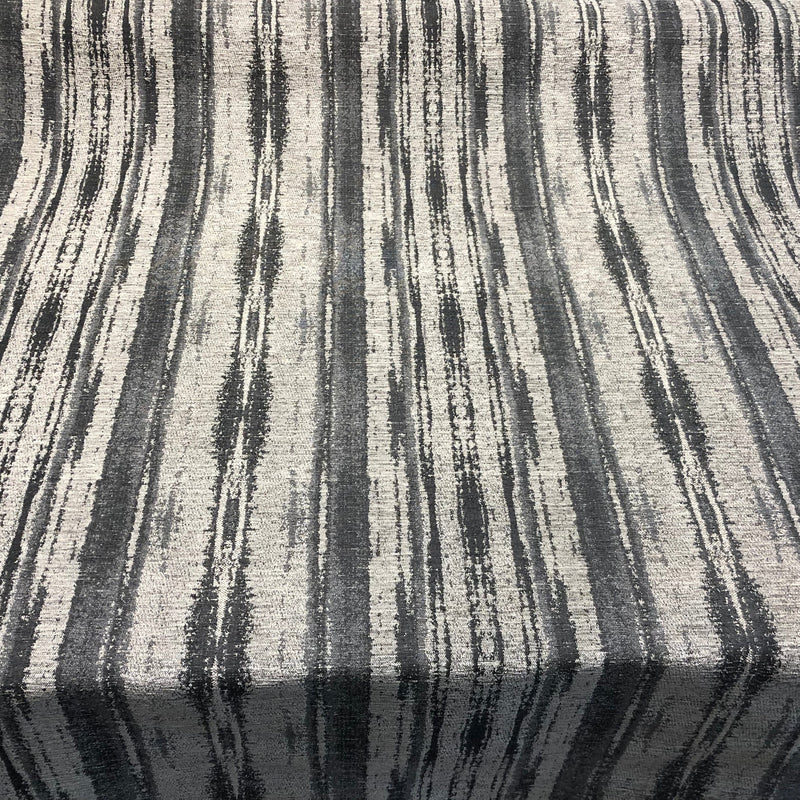 Modern Ariel Pewter Chenille Fabric - Pewter Alyssa Pattern, 58" Width (1 Yard)