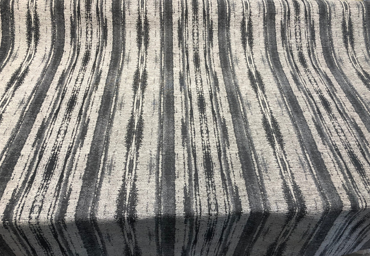 Modern Ariel Pewter Chenille Fabric - Pewter Alyssa Pattern, 58" Width (1 Yard)