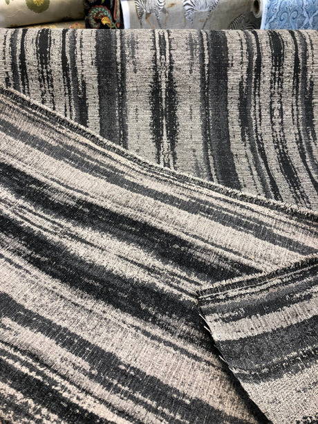 Modern Ariel Pewter Chenille Fabric - Pewter Alyssa Pattern, 58" Width (1 Yard)