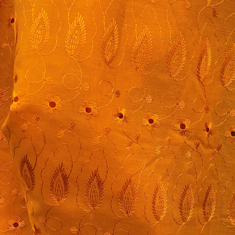 Orange Medium Eyelet 80% Polyester 20% Cotton Fabric - Orange, Medium Eyelet, 41"- 42" Width