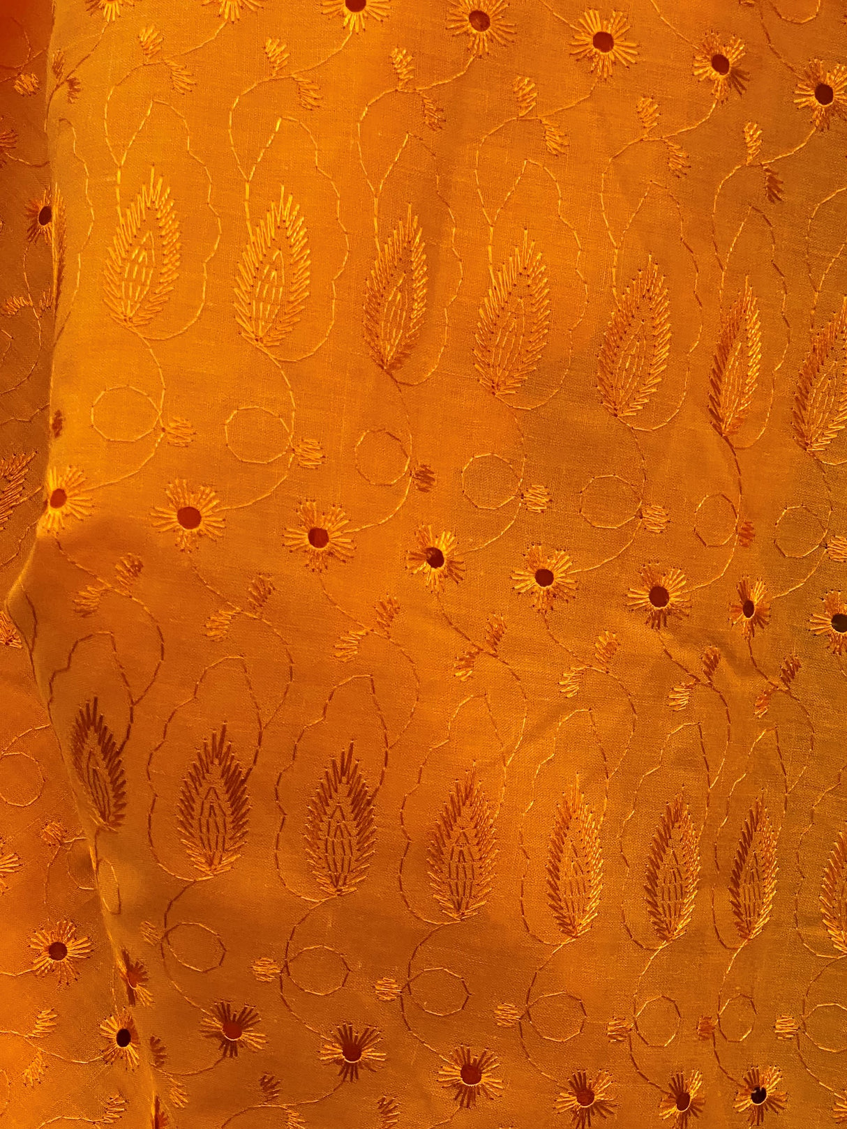 Orange Medium Eyelet 80% Polyester 20% Cotton Fabric - Orange, Medium Eyelet, 41"- 42" Width