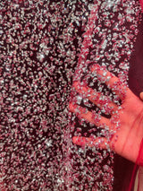 Stretch Sequin Lace Red-Silver