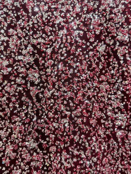 Stretch Sequin Lace Red-Silver
