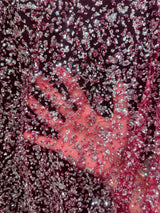 Stretch Sequin Lace Red-Silver