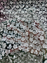 Stretch Sequin Flowers on Hunter Green Mesh