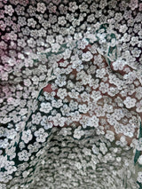 Stretch Sequin Flowers on Hunter Green Mesh