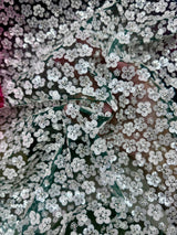 Stretch Sequin Flowers on Hunter Green Mesh
