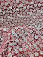 Stretch 3D White Sequin Flowers on Red Mesh