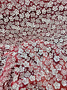Stretch 3D White Sequin Flowers on Red Mesh