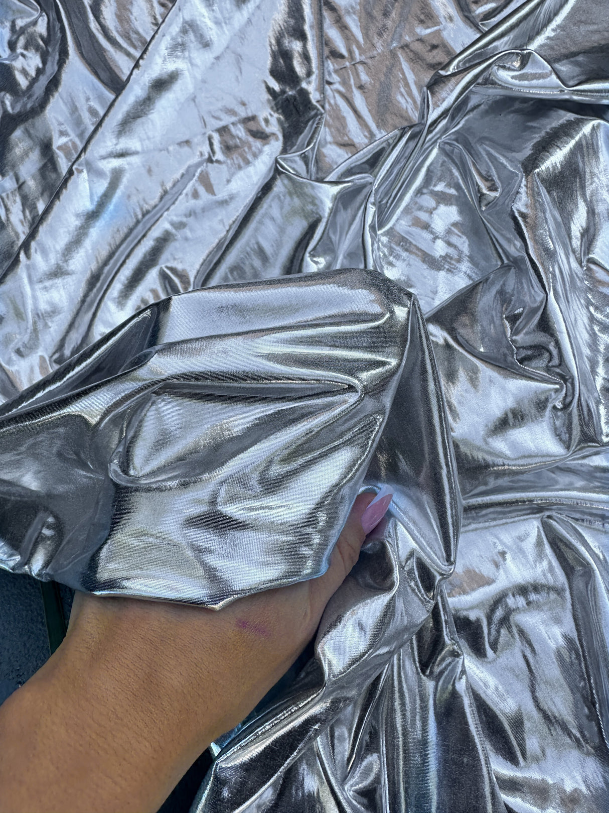 Silver Coated Spandex Pleather