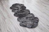 Renne Area Rug Bed Cover Collection Faux Fur Fabric - White, Tip Dye Gray, Animal Shape, 5' X 8', 2' X 6', 2' X 3' (1 Unit)