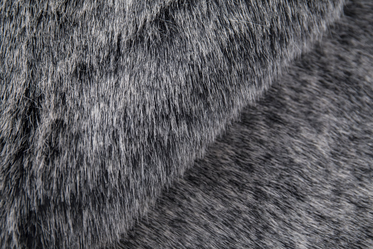Renne Area Rug Bed Cover Collection Faux Fur Fabric - White, Tip Dye Gray, Animal Shape, 5' X 8', 2' X 6', 2' X 3' (1 Unit)