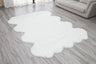 Renne Area Rug Bed Cover Collection Faux Fur Fabric - White, Tip Dye Gray, Animal Shape, 5' X 8', 2' X 6', 2' X 3' (1 Unit)