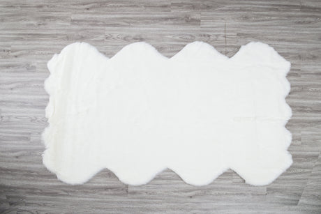 Renne Area Rug Bed Cover Collection Faux Fur Fabric - White, Tip Dye Gray, Animal Shape, 5' X 8', 2' X 6', 2' X 3' (1 Unit)