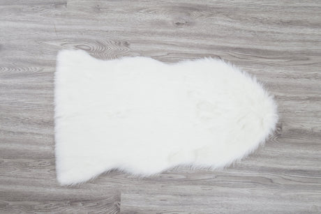 Renne Area Rug Bed Cover Collection Faux Fur Fabric - White, Tip Dye Gray, Animal Shape, 5' X 8', 2' X 6', 2' X 3' (1 Unit)